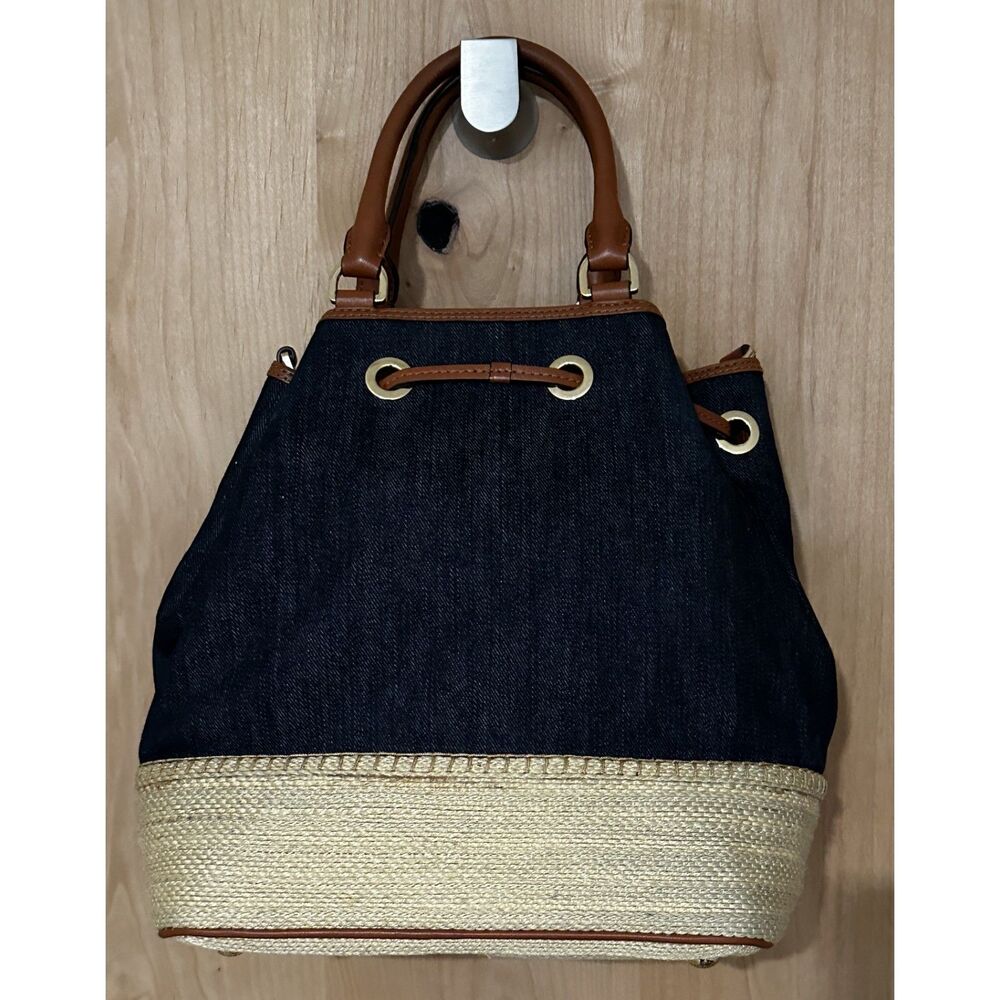 Michael Kors Marina Large Espadrille Denim Shoulder Bag EUC - Picture 3 of 9